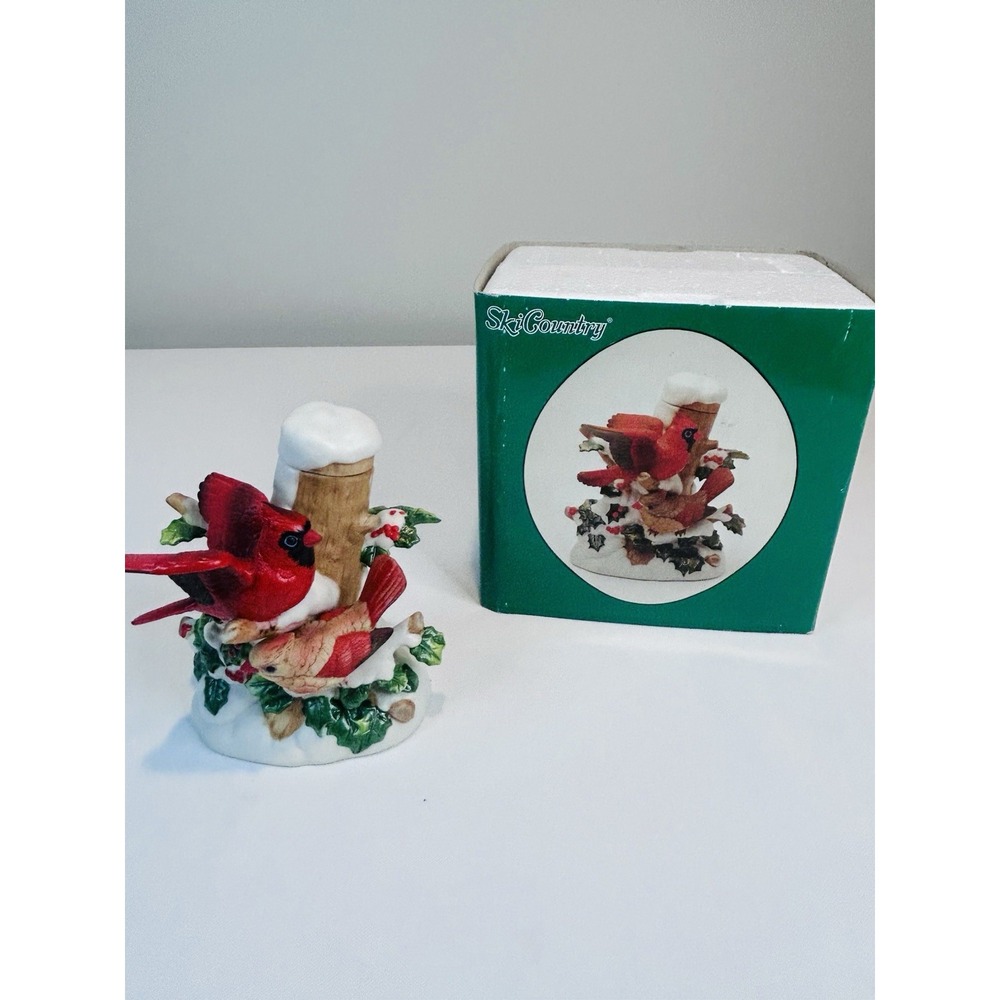 Ski Country Decanter Christmas Cardinals Porcelain Mini 50ml w/Box 1990